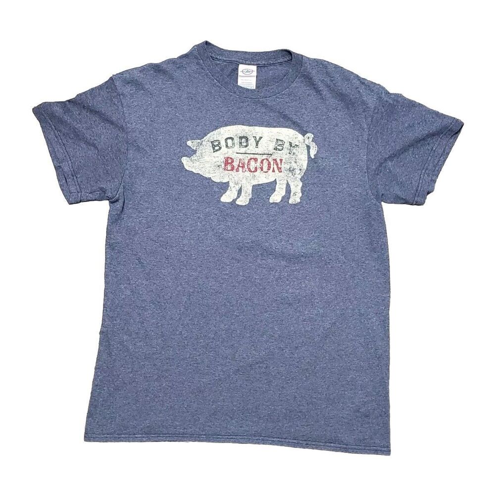 Body By Bacon Humor Blue T-Shirt Men's Size Medium
